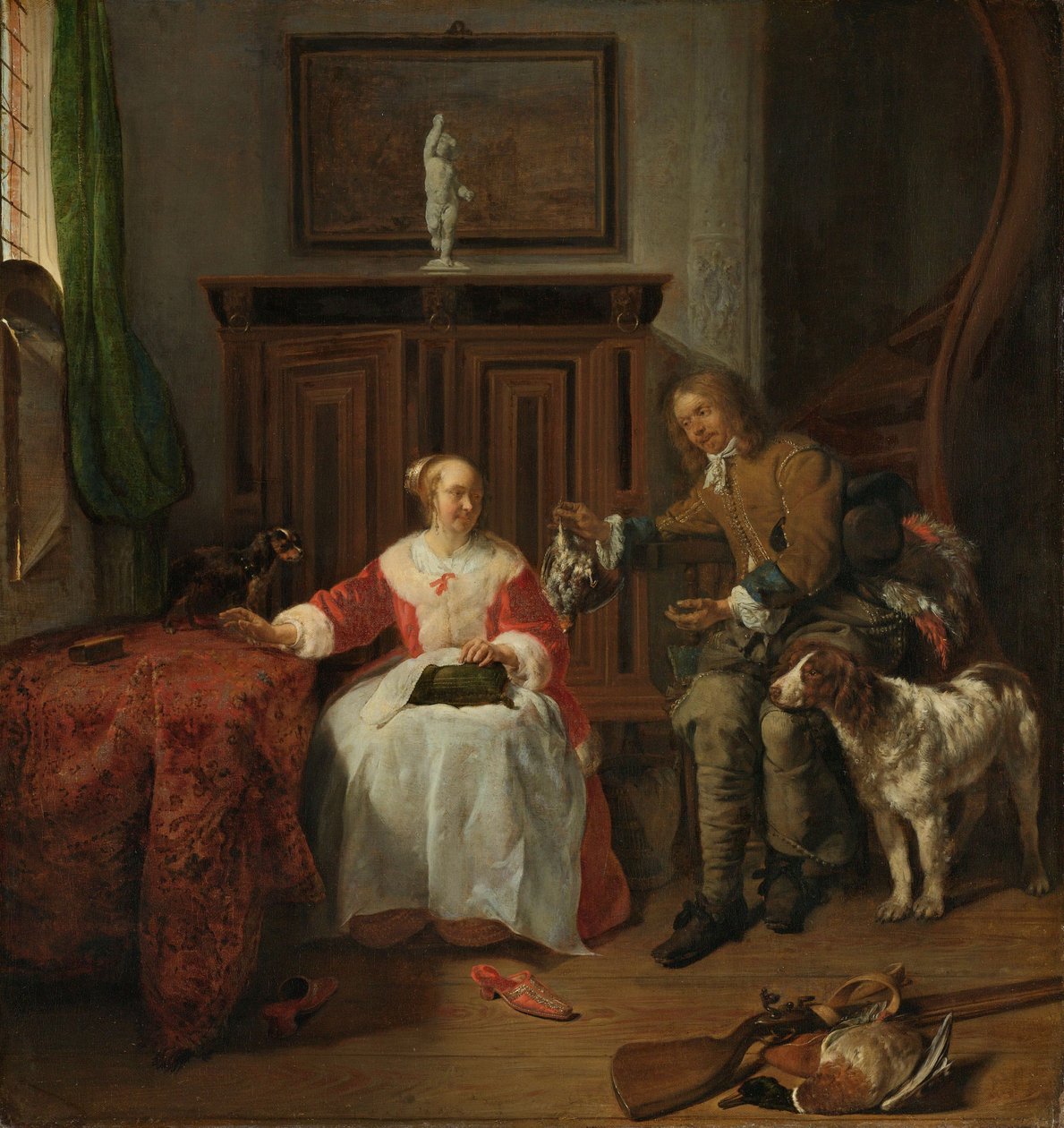 Het geschenk van de jager, ca. 1658-61 door Gabriel Metsu