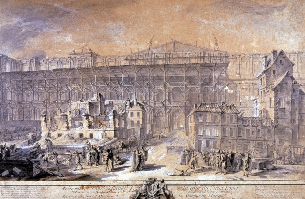 Bouw van het Louvre, Parijs door Gabriel de Saint Aubin