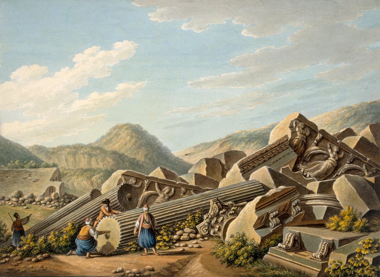 Ruïnes van een Romeinse tempel in Efeze, 1790s door Gaetano Mercati