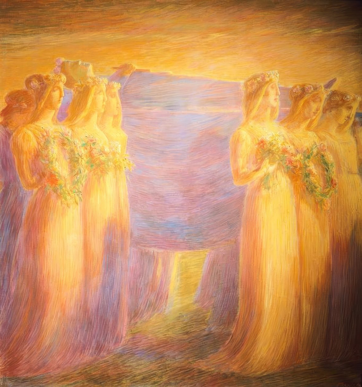 Begrafenis van een maagd door Gaetano Previati