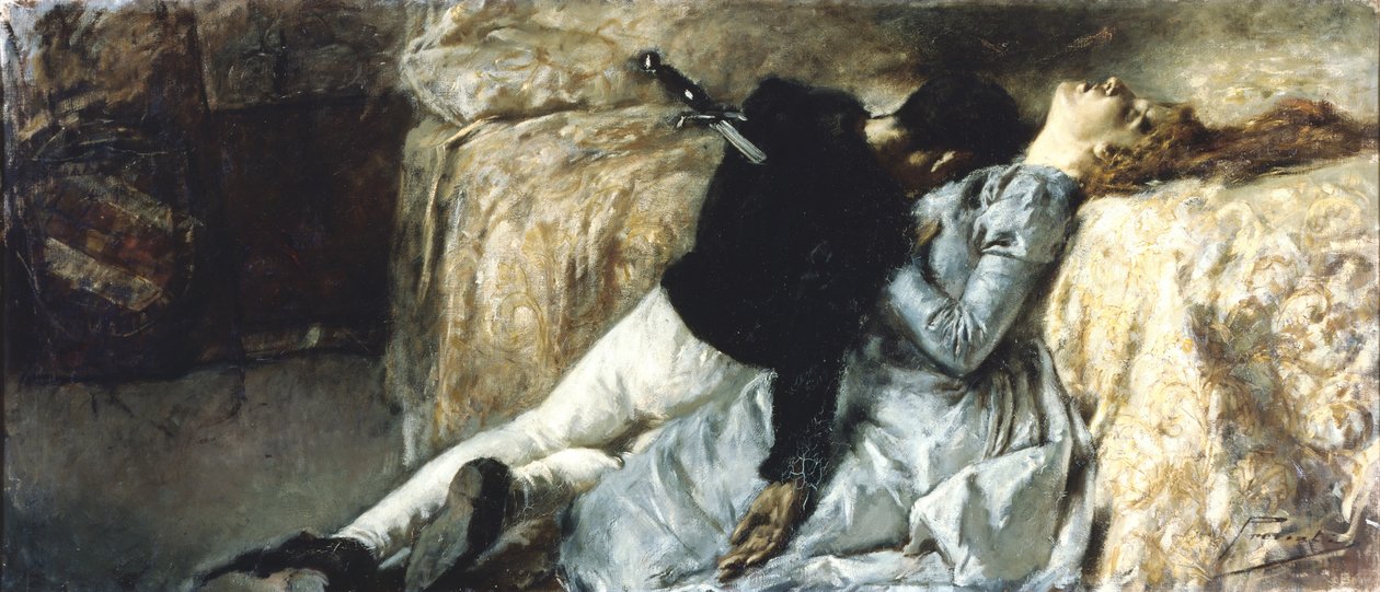 Paolo en Francesca, ca. 1887 door Gaetano Previati