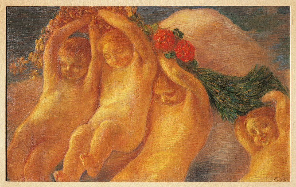 Putti met krans door Gaetano Previati
