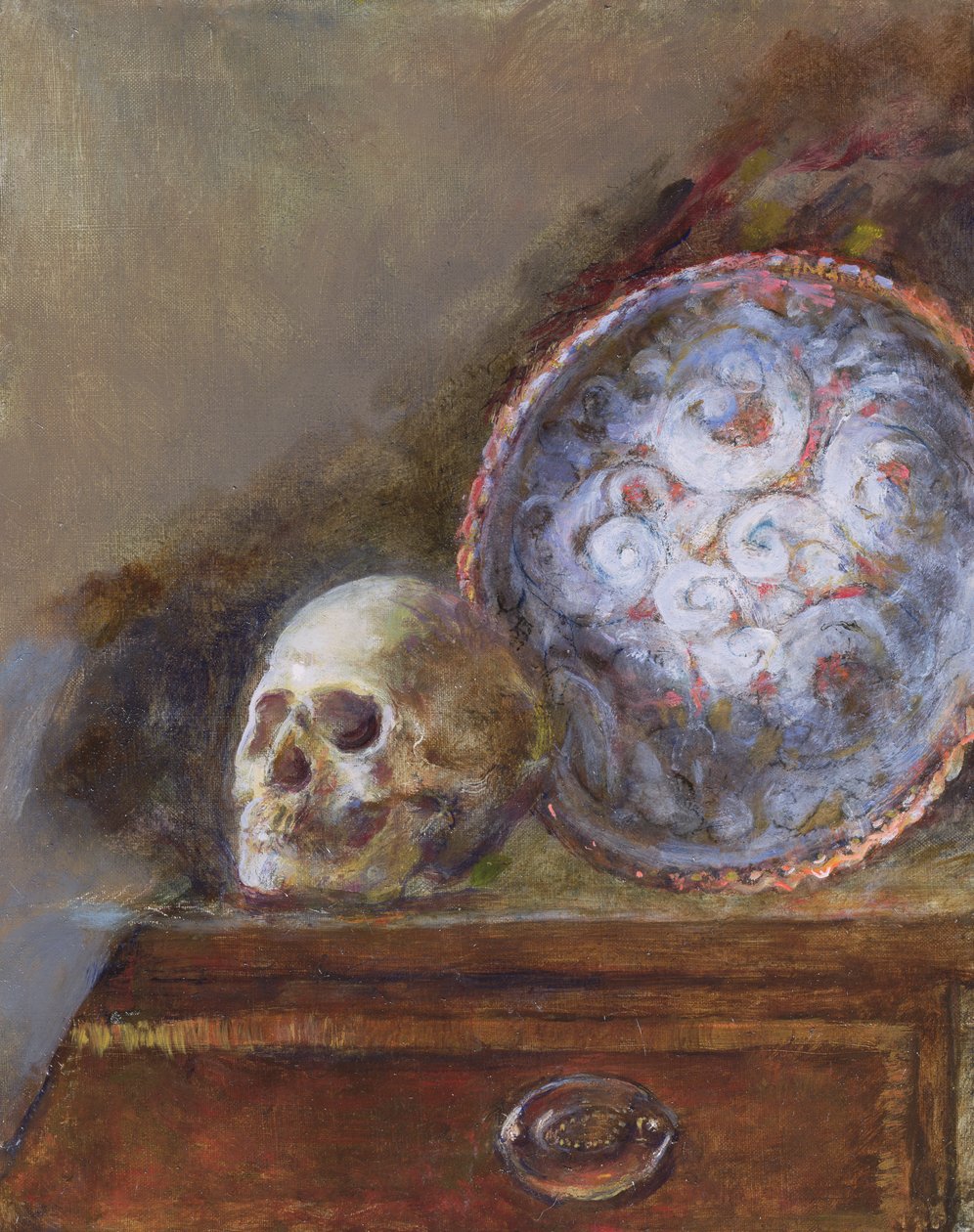 Schedel en Bord door Gail Schulman