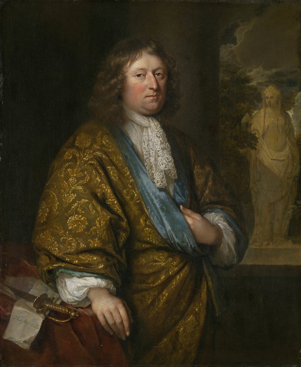 Portret van een heer door Gaspar Netscher
