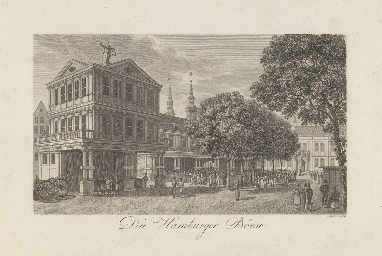 De Oude Beurs in Hamburg, 1822 door Geissler