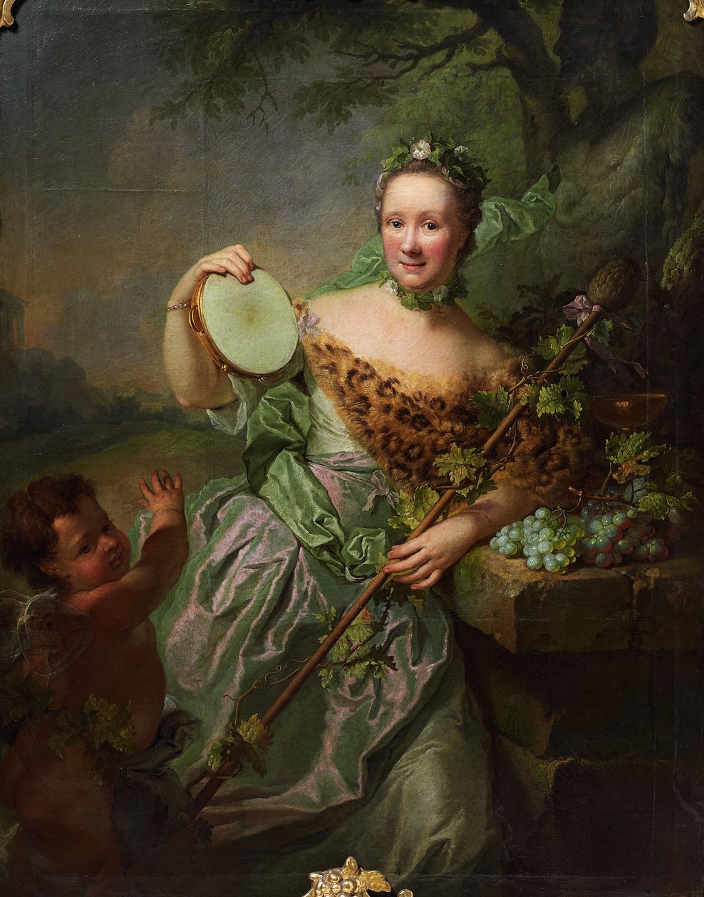 Portret van Anna Regina von Olthoff als Bacchante door Georg David Matthieu