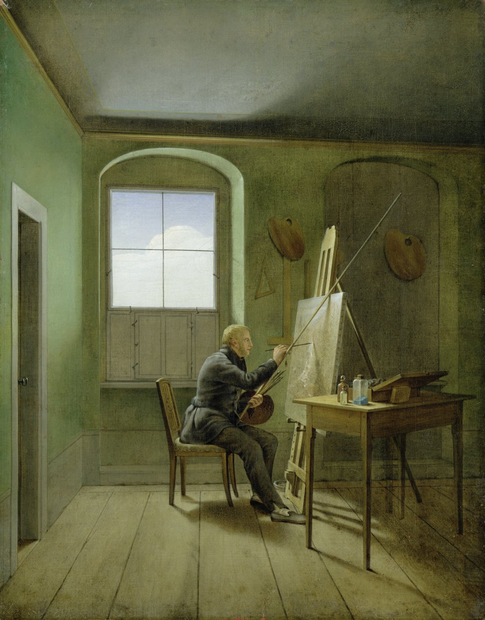 Caspar David Friedrich in zijn studio door Georg Friedrich Kersting