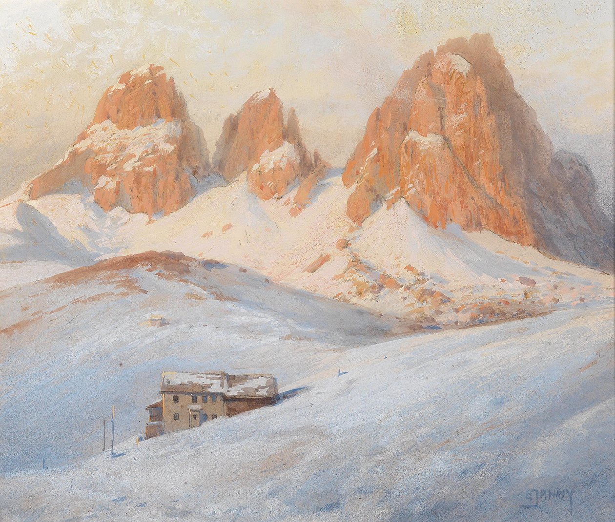 Langkofelgroep en Sellajoch in de Dolomieten door Georg Janny
