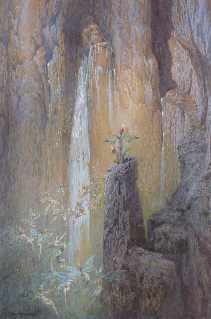 Feeën Dansen bij een Waterval door Georg Janny