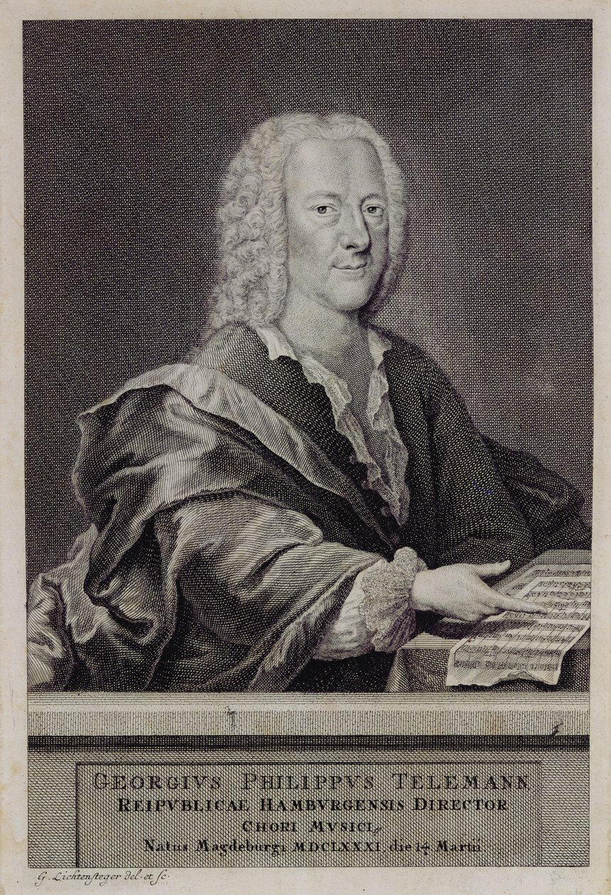 Portret van Georg Philipp Telemann door Georg Lichtensteger