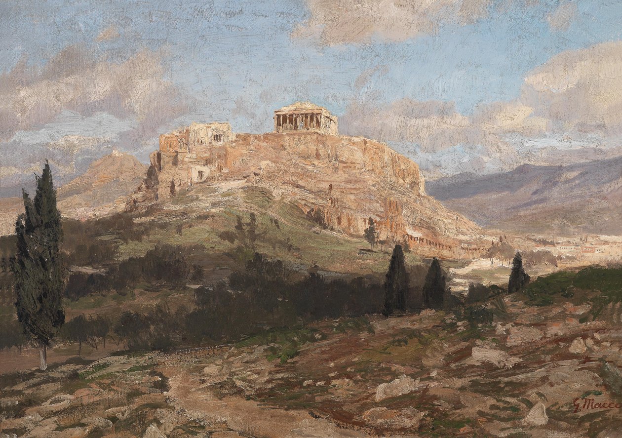 Zicht op de Akropolis door Georg Macco