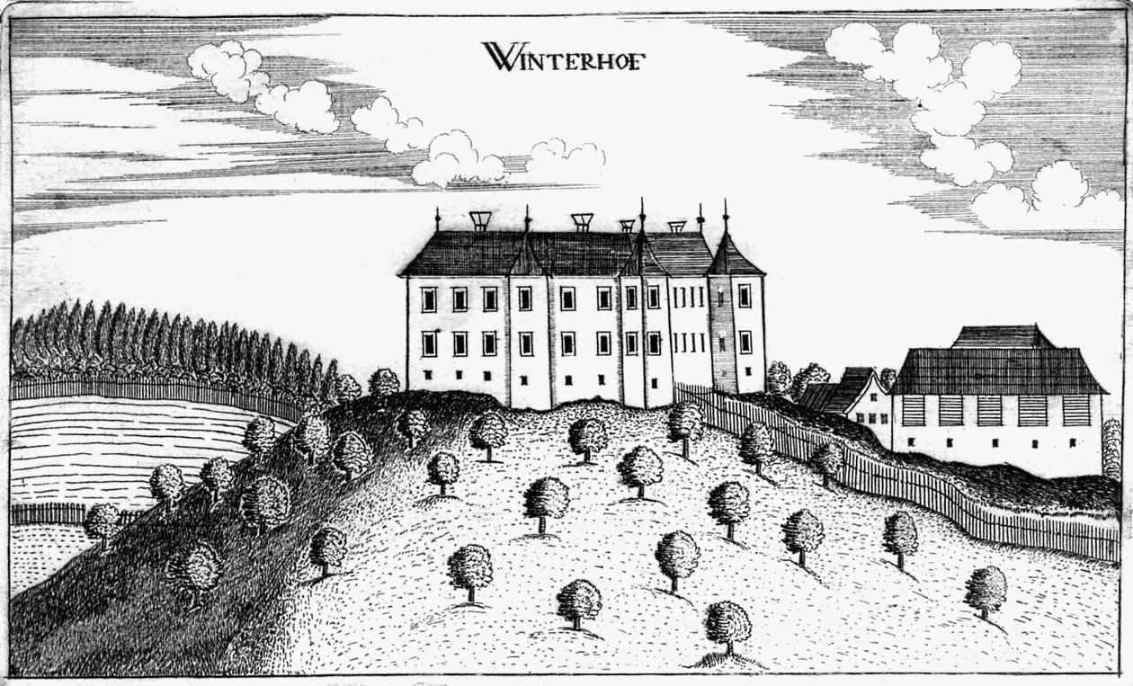 Schloss Winterhof in Stögerdorf door Georg Matthaus Vischer