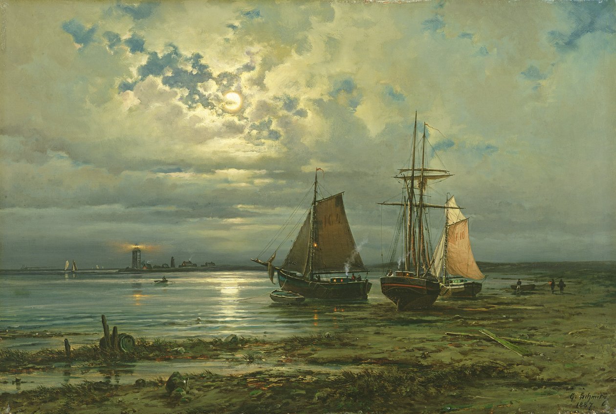 Neuwerk bij maanlicht door Georg Schmitz