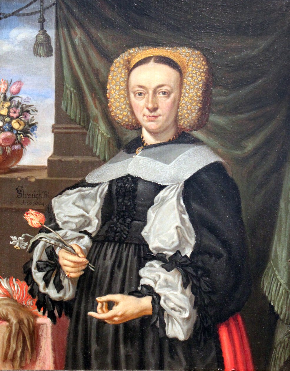 Portret van een Vrouw met Bloemen door Georg Strauch