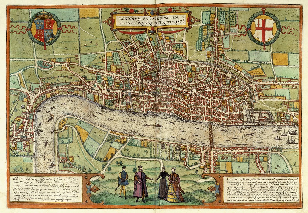 Een uitzicht op Londen, 1613 door Georg Braun