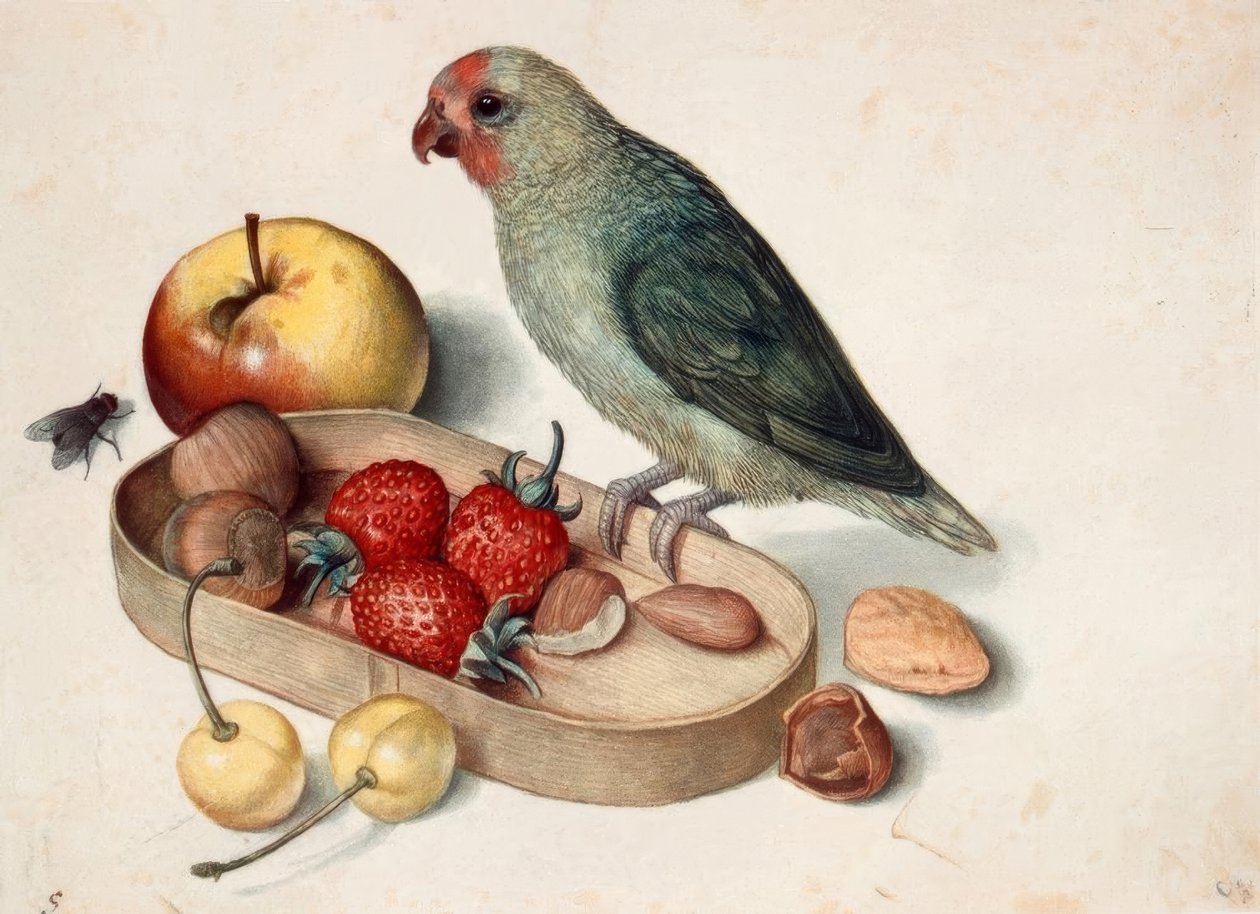 Stilleven met dwergpapegaai door Georg Flegel