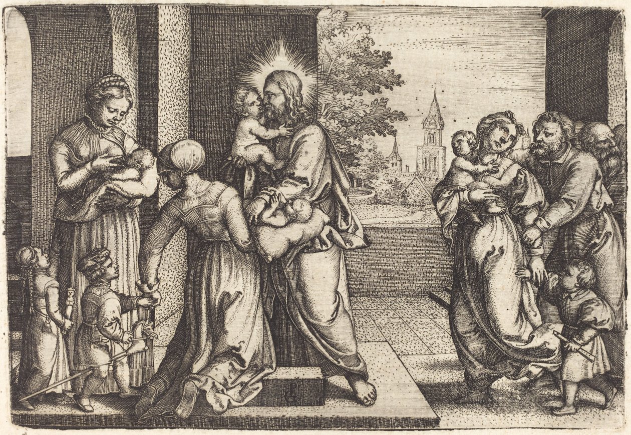 Christus Omringd door Kinderen door Georg Pencz