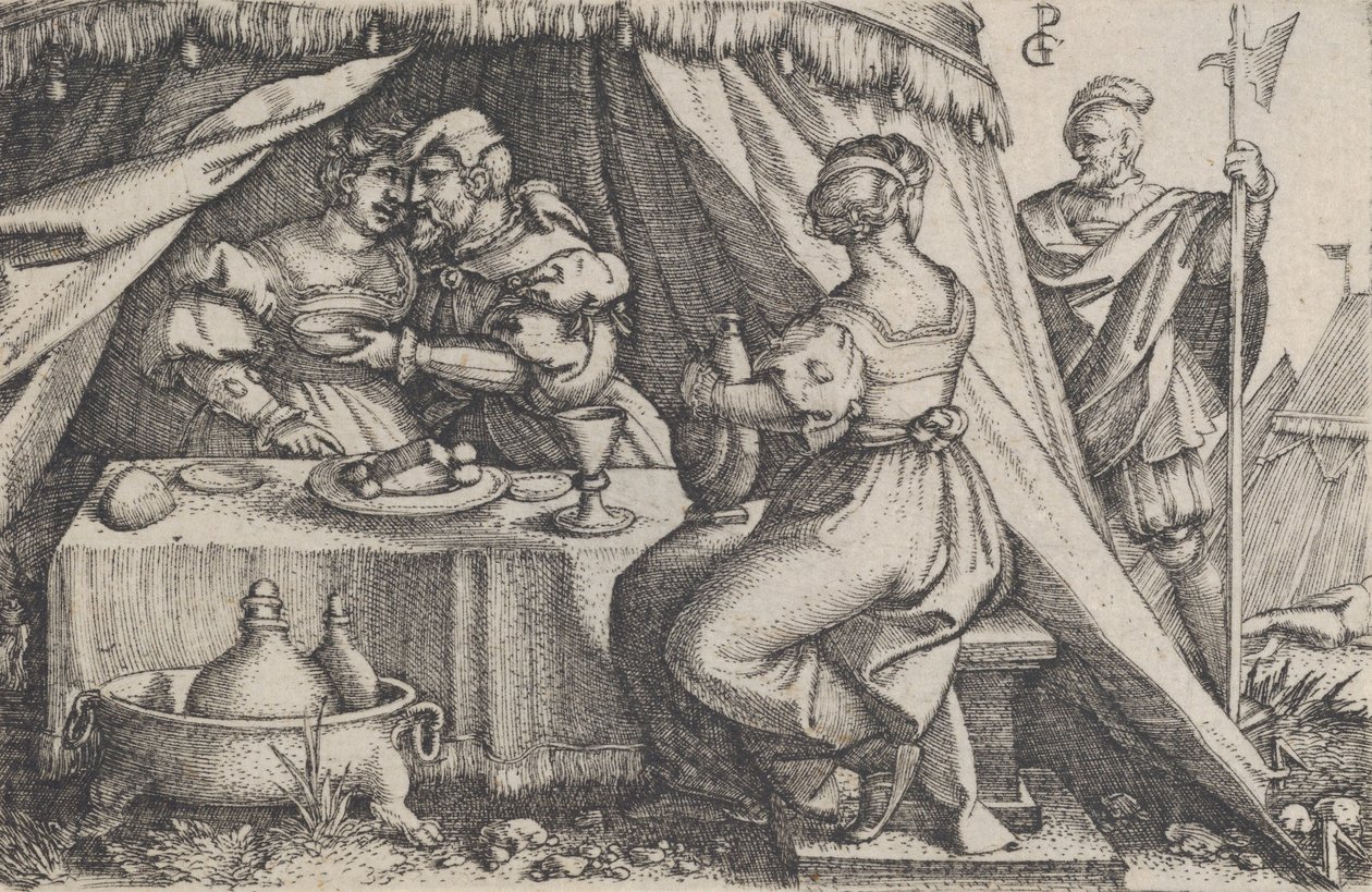 Judith en Holofernes Dineren door Georg Pencz