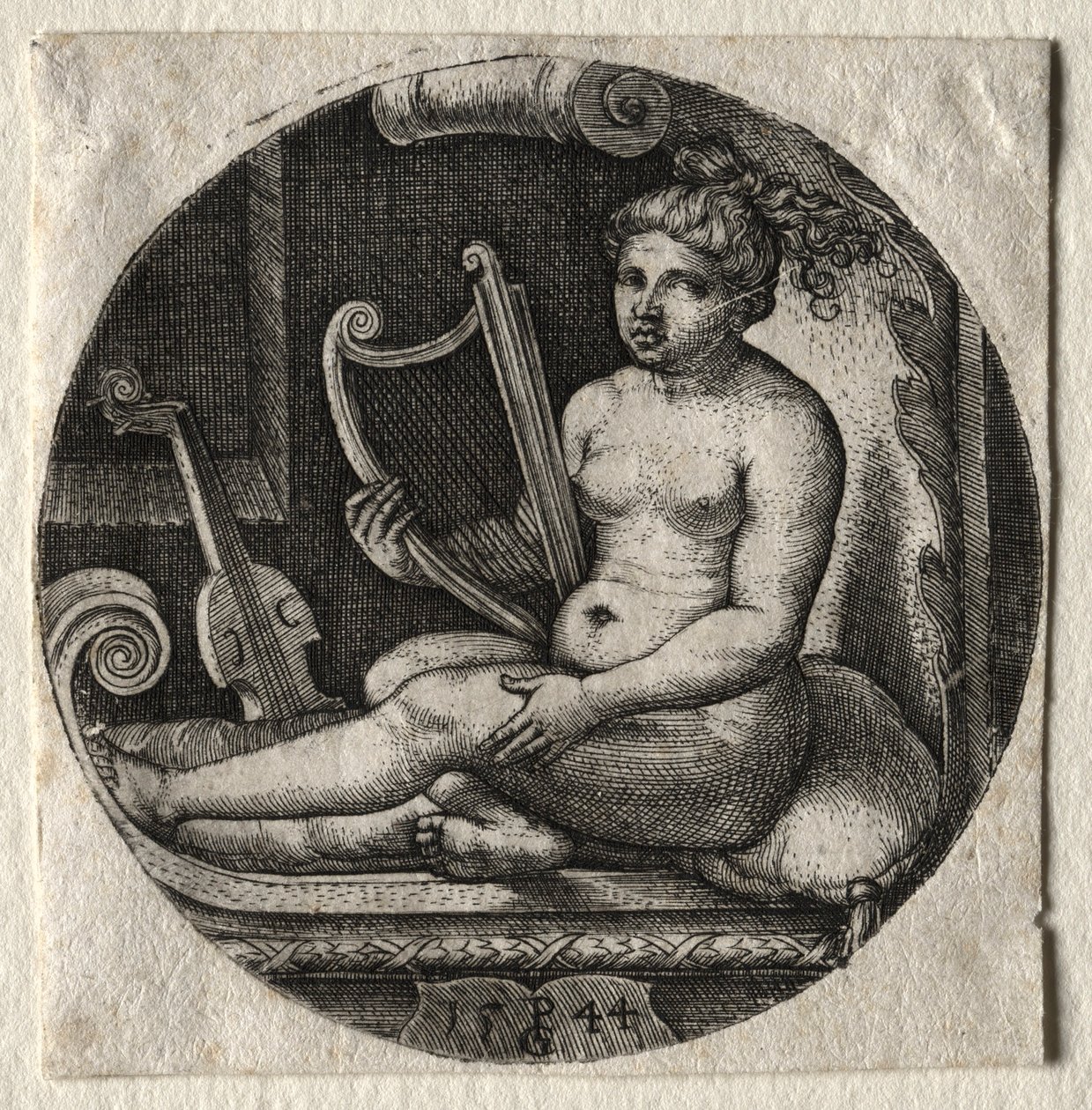 De harpist, 1544 door Georg Pencz