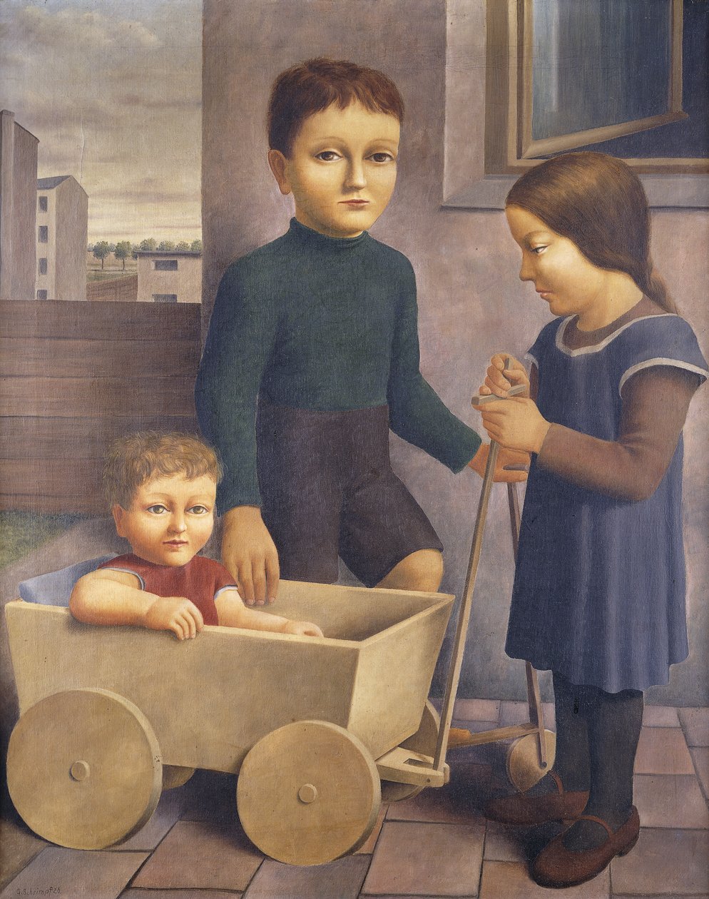 Drie kinderen; Drei Kinder, 1926 door Georg Schrimpf