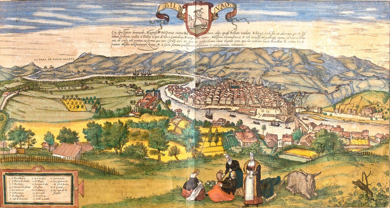 Bilbao, Spanje door Georg and Hogenberg Franz (1535 90) Braun