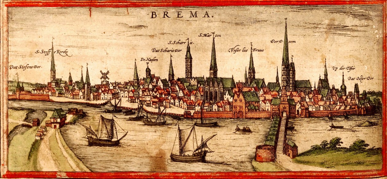 Bremen door Georg and Hogenberg Franz (1535 90) Braun