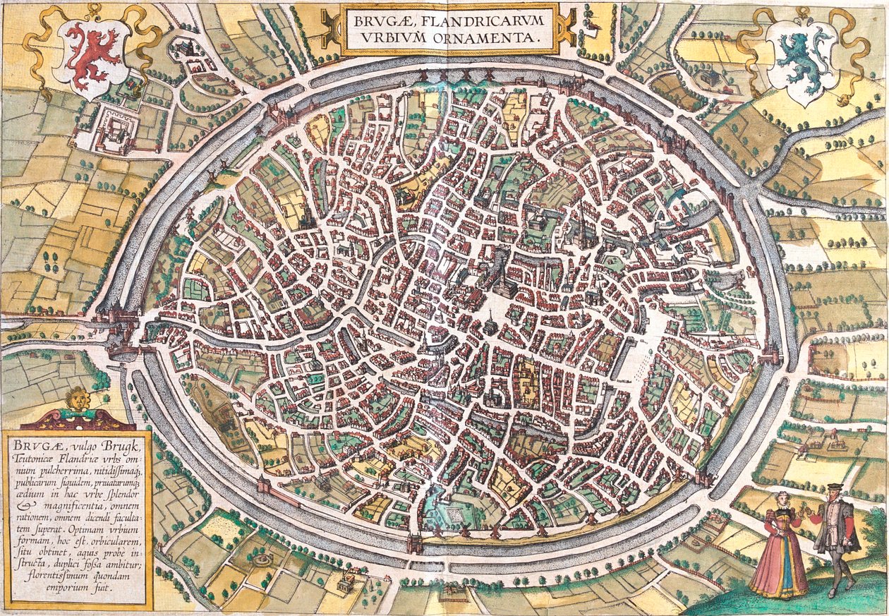 Brugge, België door Georg and Hogenberg Franz (1535 90) Braun