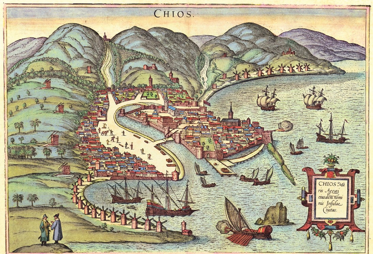 Chios, Griekenland door Georg and Hogenberg Franz (1535 90) Braun