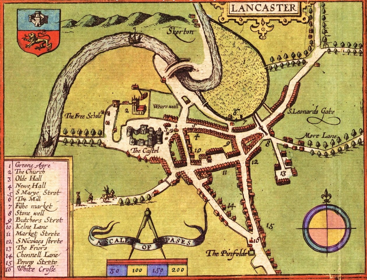 Lancaster, Engeland door Georg and Hogenberg Franz (1535 90) Braun