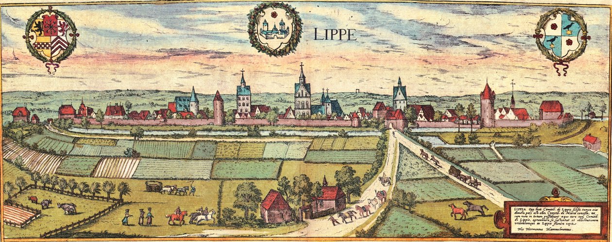 Lippe, Duitsland door Georg and Hogenberg Franz (1535 90) Braun