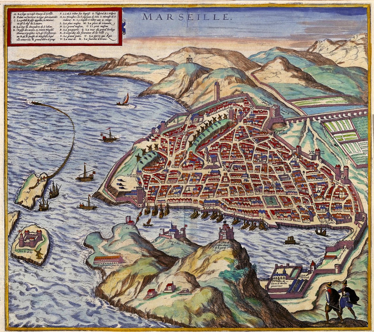 Marseille, Frankrijk door Georg and Hogenberg Franz (1535 90) Braun