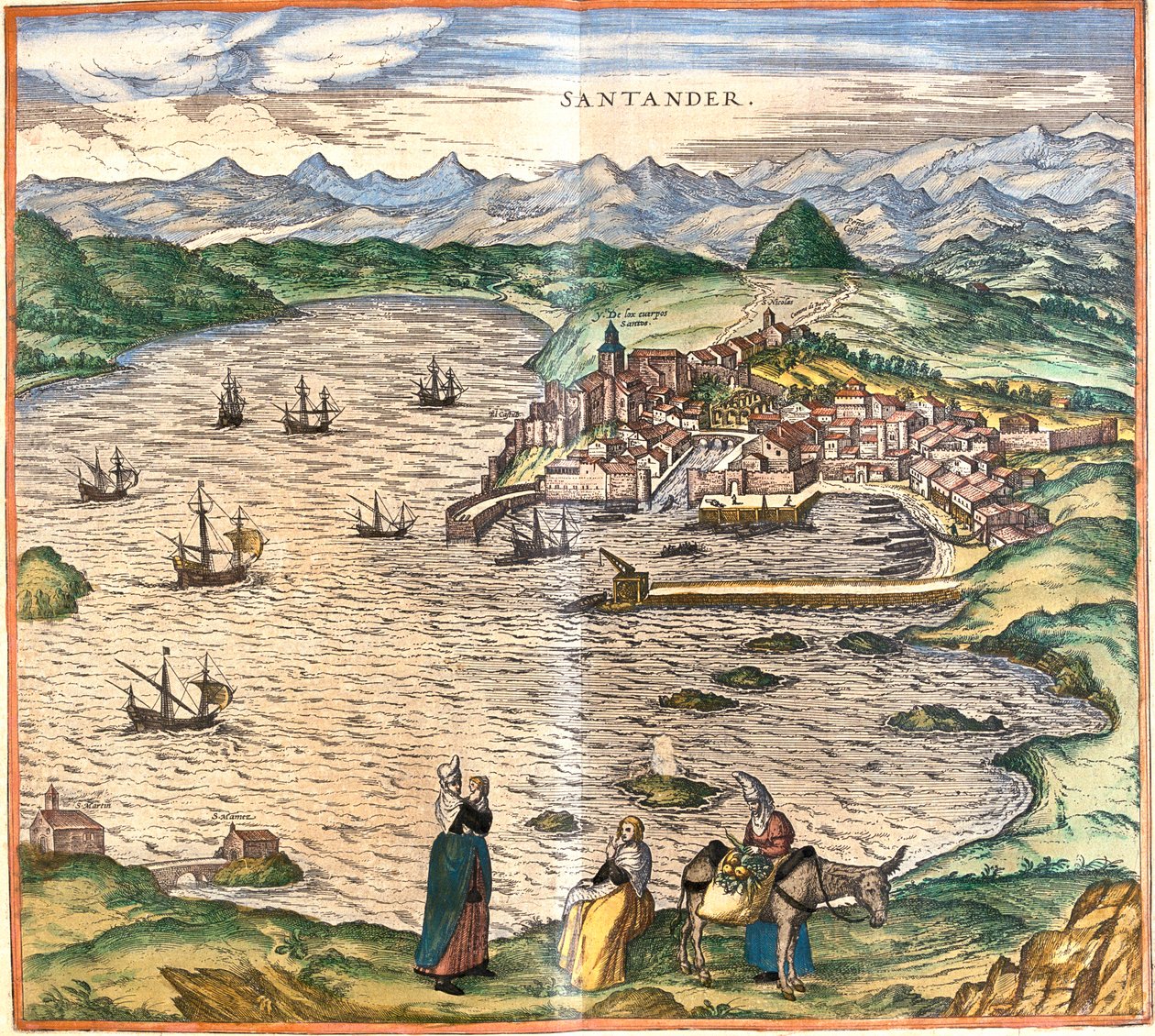 Santander, Spanje door Georg and Hogenberg Franz (1535 90) Braun