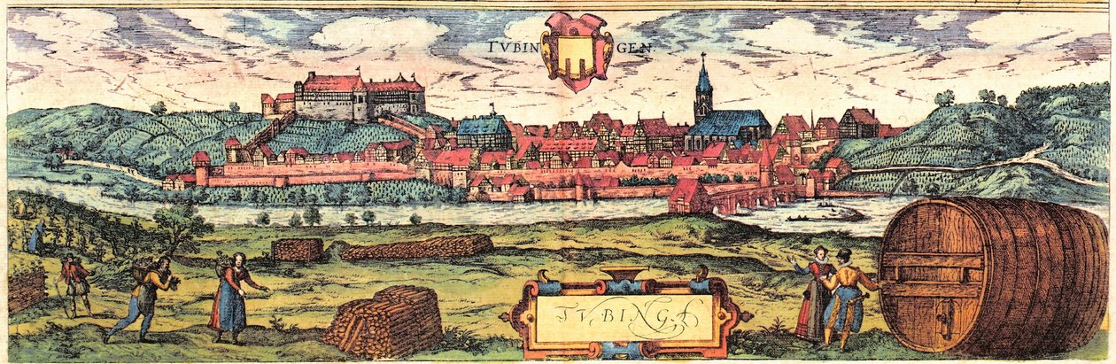 Tubingen door Georg and Hogenberg Franz (1535 90) Braun