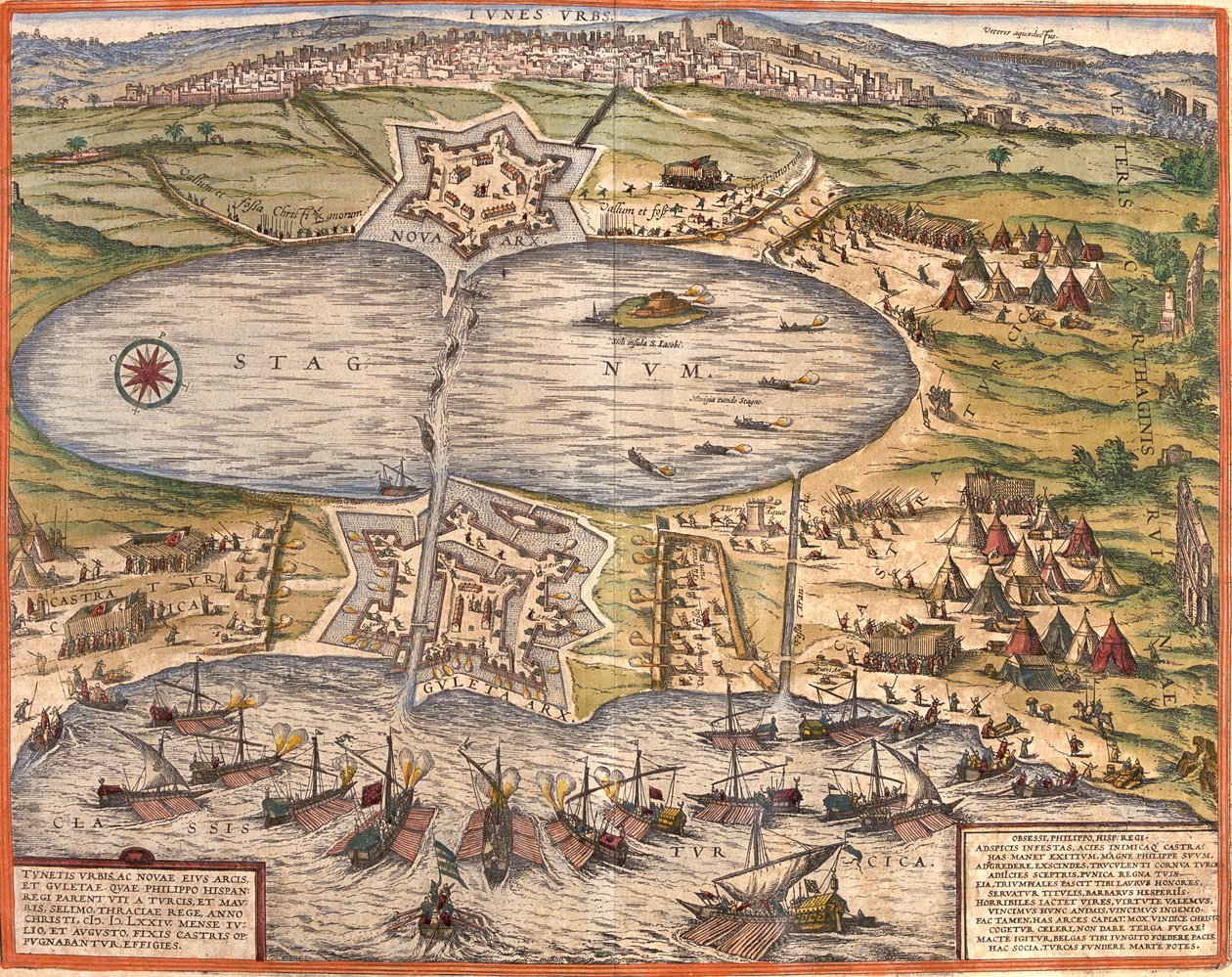 Tunis, Tunesië door Georg and Hogenberg Franz (1535 90) Braun