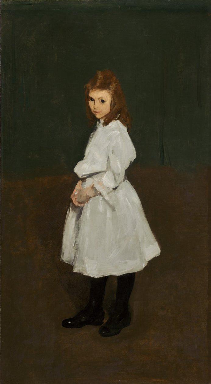 Klein meisje in het wit (Queenie Burnett) door George Wesley Bellows