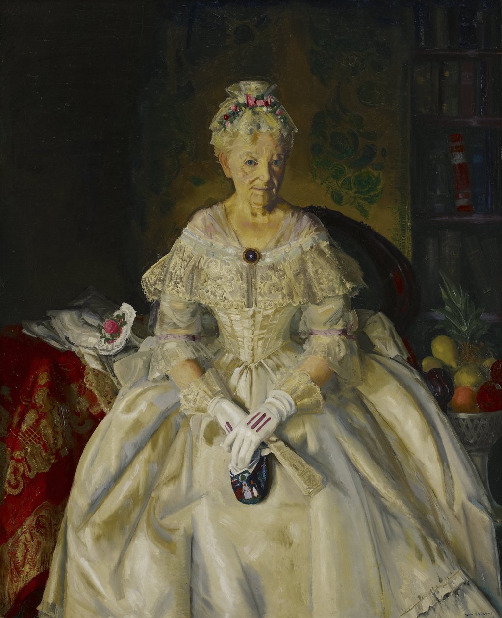 Mevrouw T. in crèmekleurige zijde, nr. 2 door George Wesley Bellows