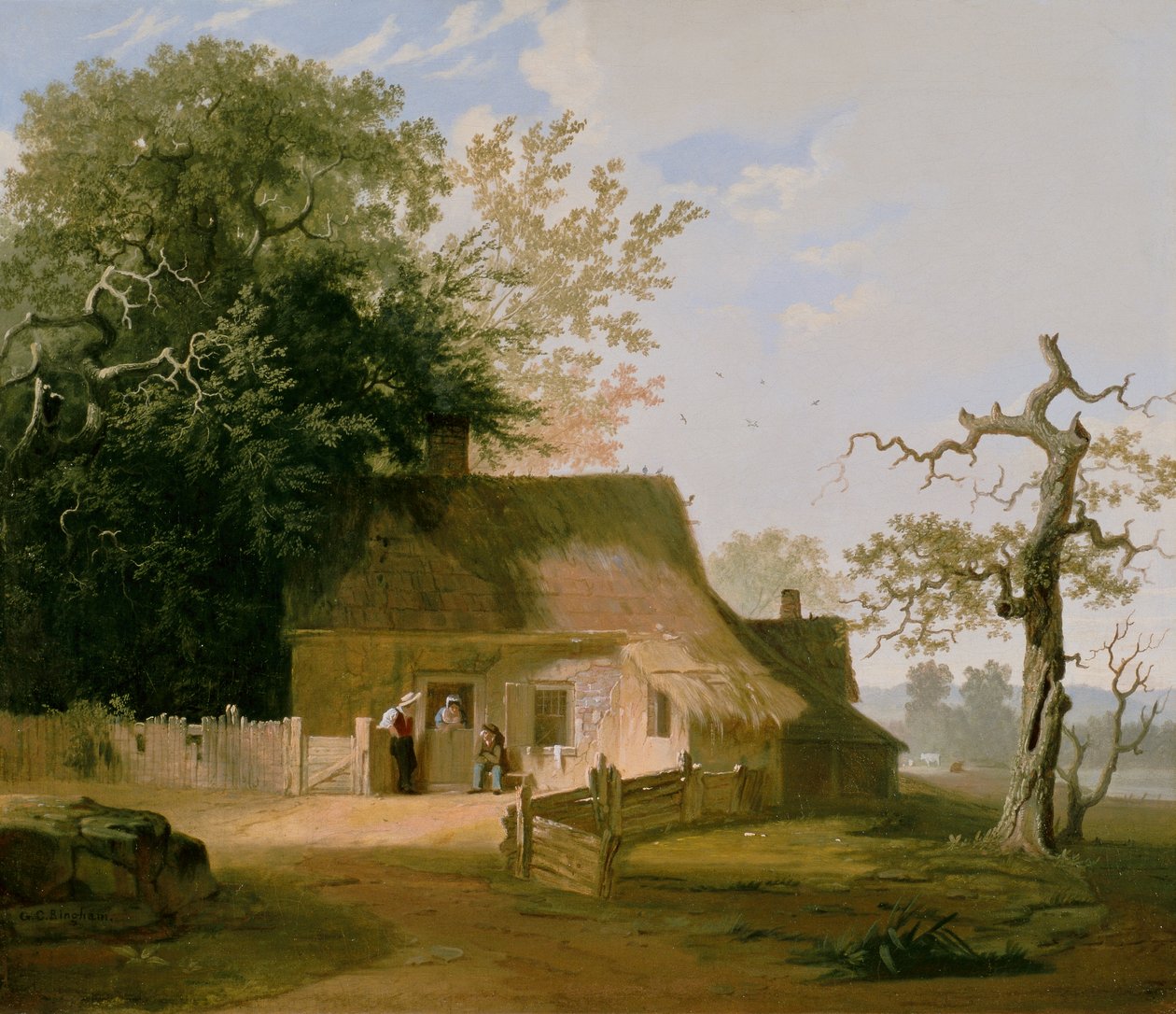 Cottage Landschap door George Caleb Bingham