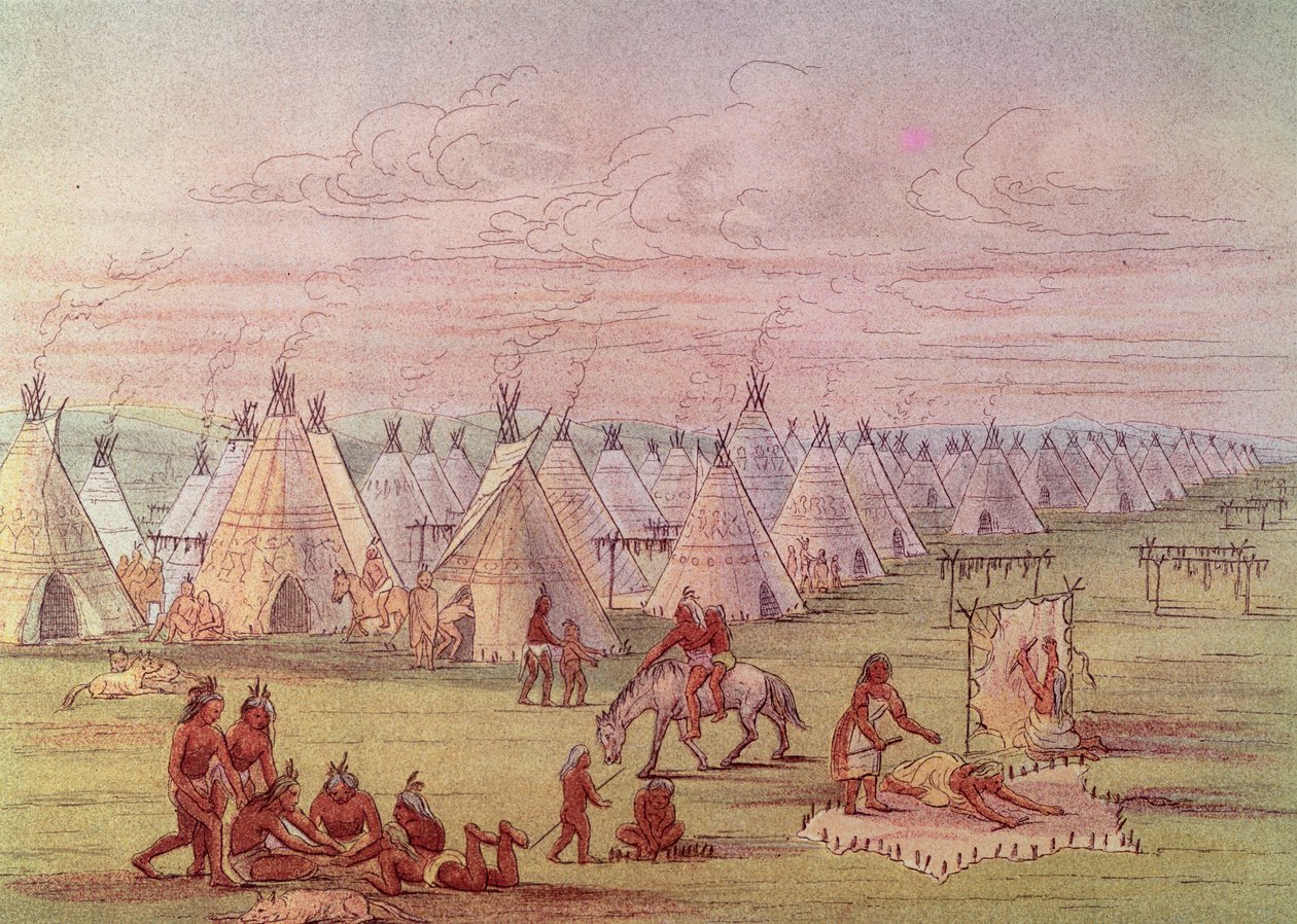 Comanchee Dorp door George Catlin
