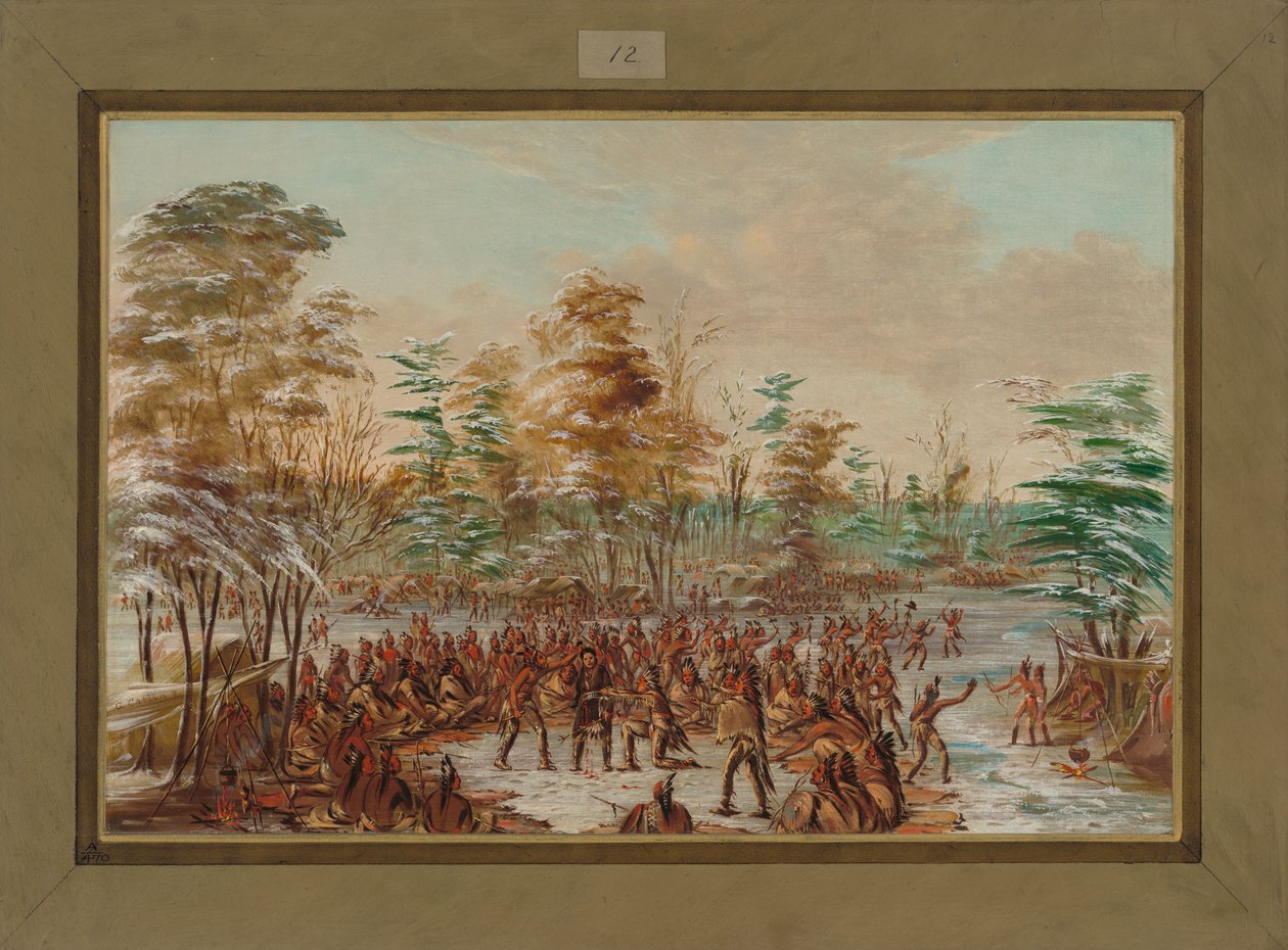 De Tonty smeekt om vrede in het Iroquois-dorp in januari 1680, 1847-48 door George Catlin