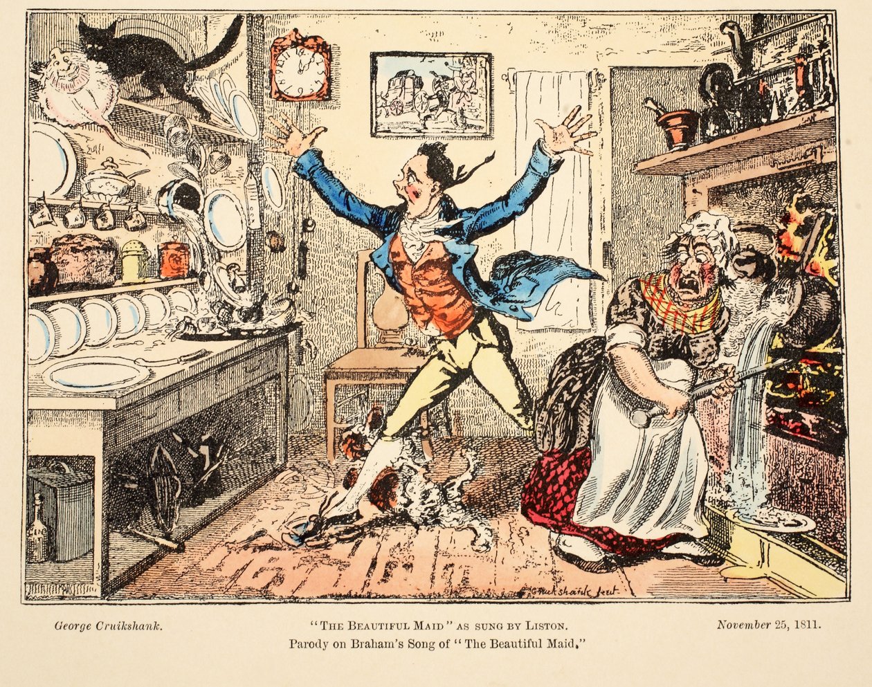Het mooie meisje zoals gezongen door Liston, uitgegeven 1811 door George Cruikshank