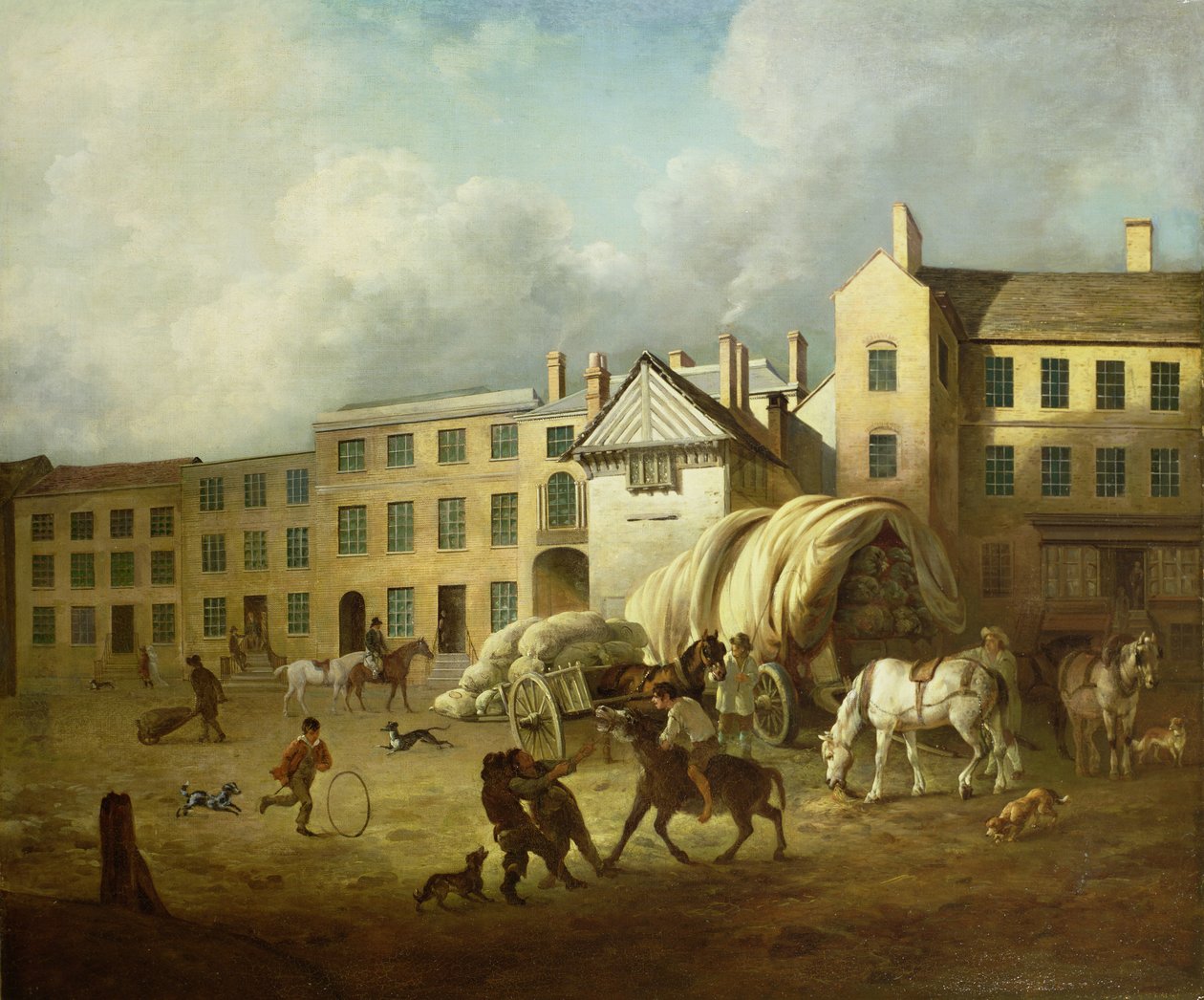Een stadstafereel door George Garrard