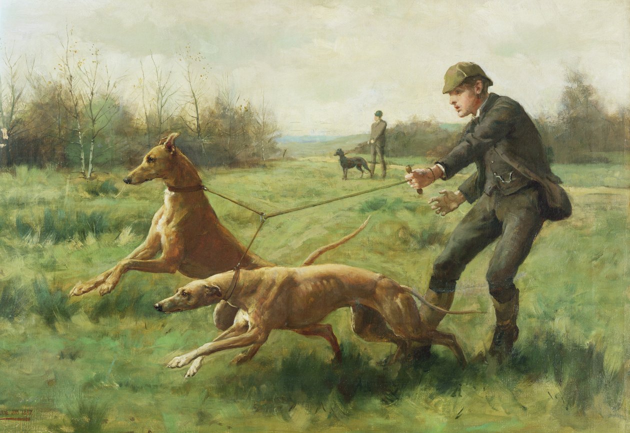 Windhonden trainen door George Goodwin Kilburne