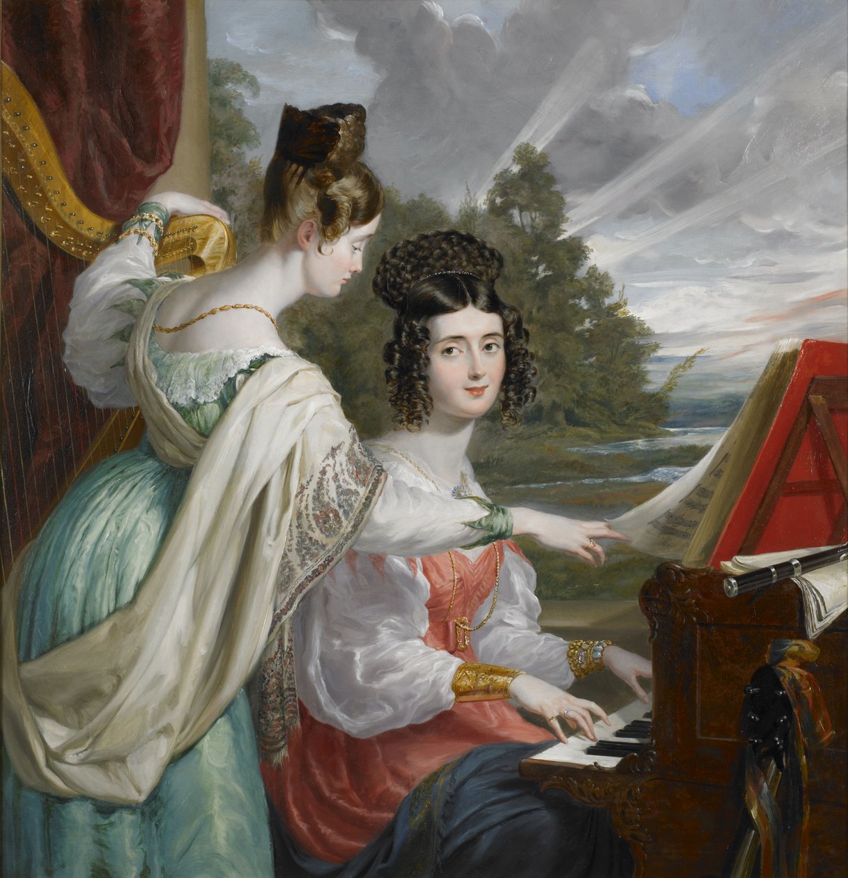 Portret van de eerwaarde Charlotte Stuart (1817-1861) en de eerwaarde Louisa Stuart (1818-1891) door George Hayter
