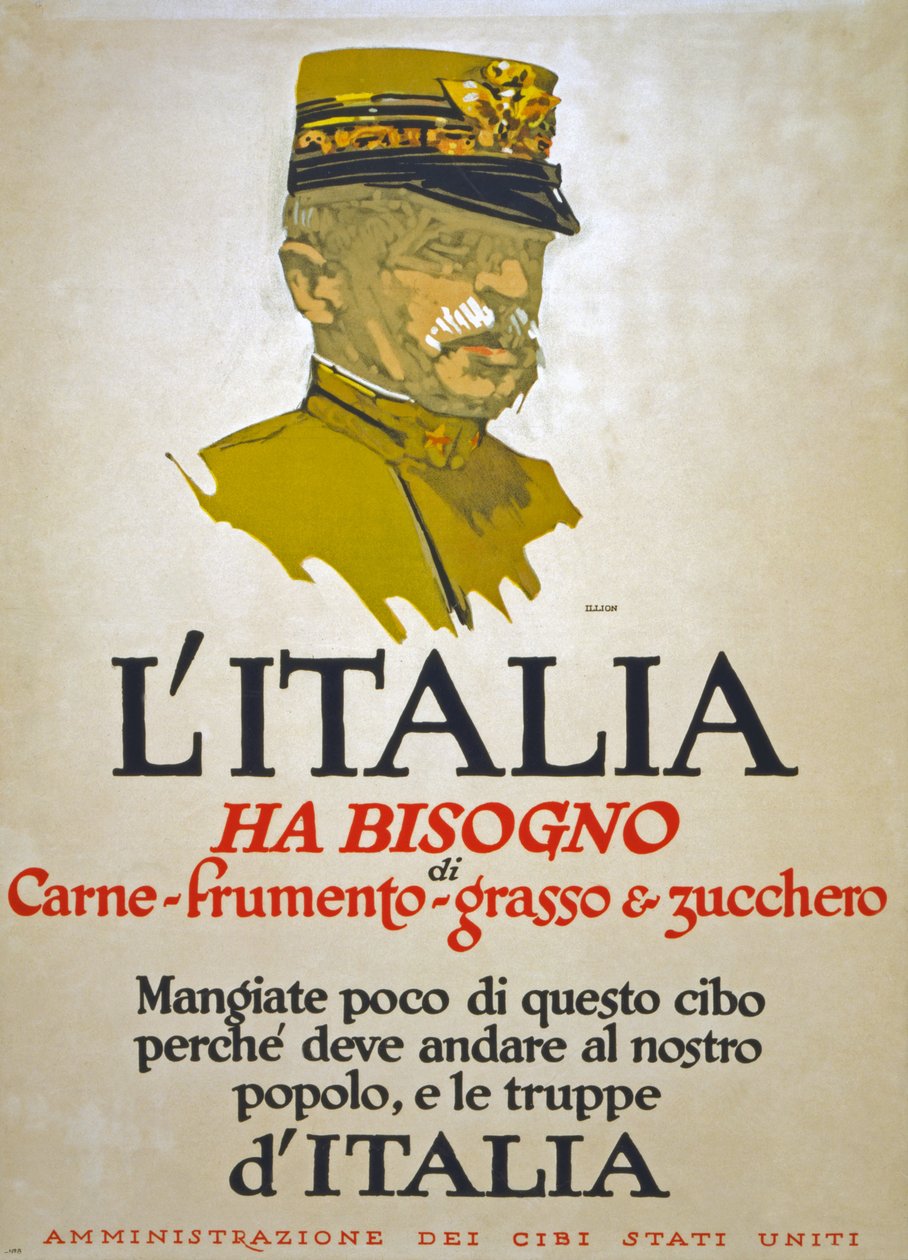 Italië heeft vlees, tarwe, vet en suiker nodig, 1917 door George Illian