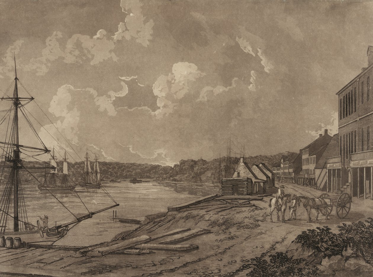 Uitzicht op de buitenwijken van de stad Washington (Georgetown waterfront) door George Isham Parkyns