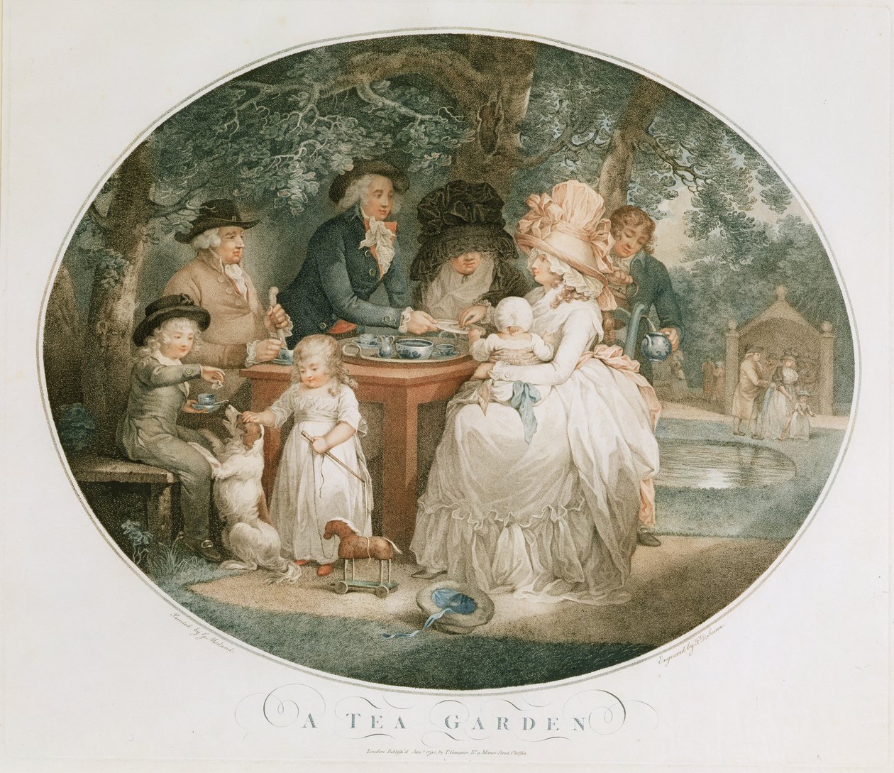 Een theetuin, gegraveerd door Francois David Soiron, 1790 door George Morland