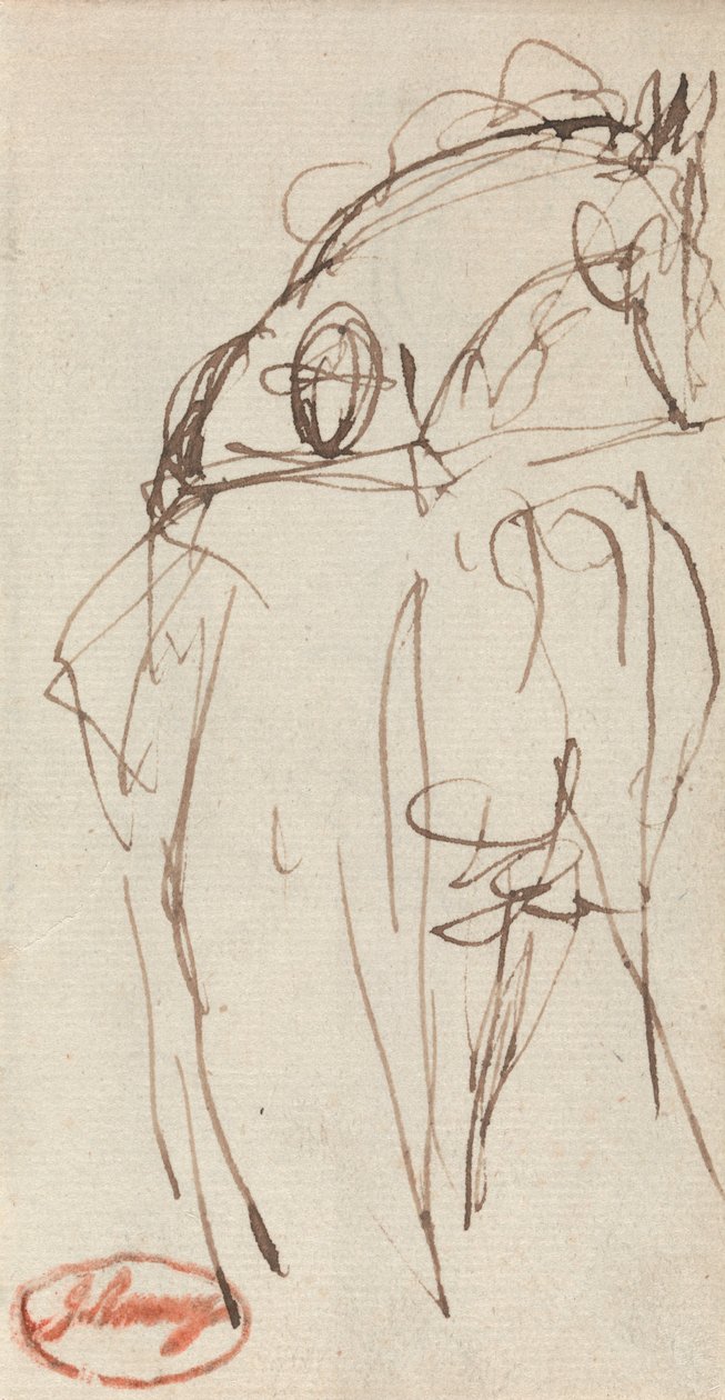 Man en paard door George Romney