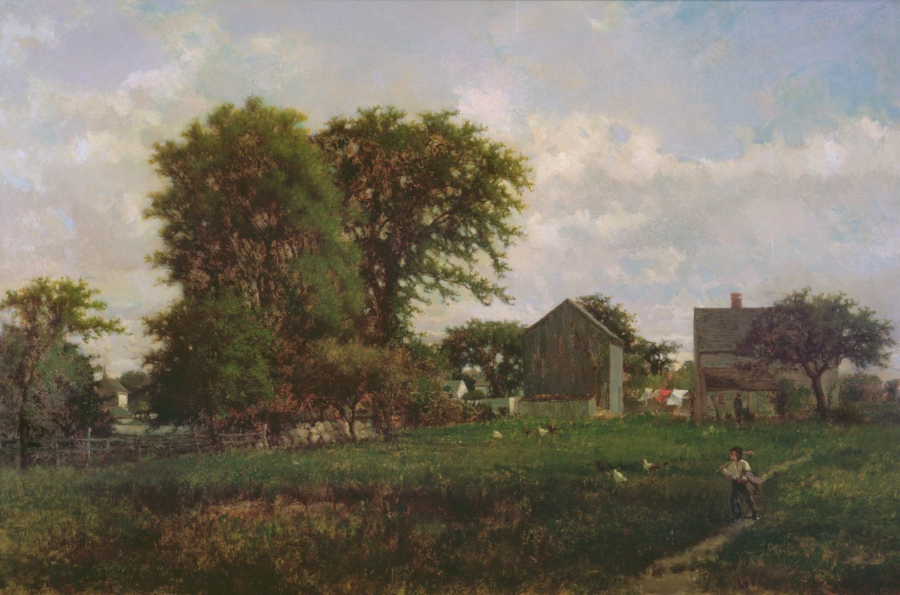 Landschap in Massachusetts door George Inness