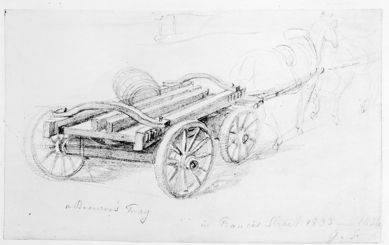 Brouwerswagen in Francis Street, 1833 door George Snr Scharf