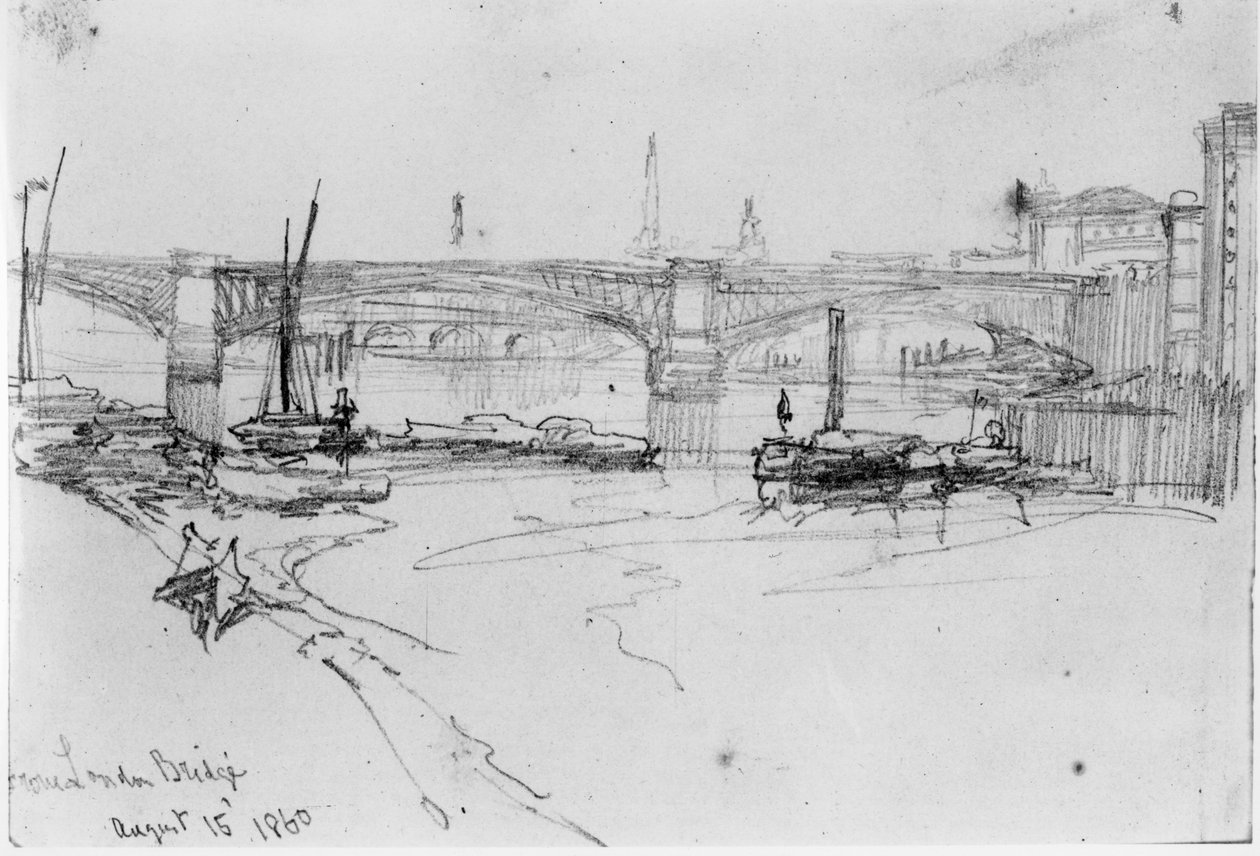 Schets van London Bridge, 1860 door George Snr Scharf